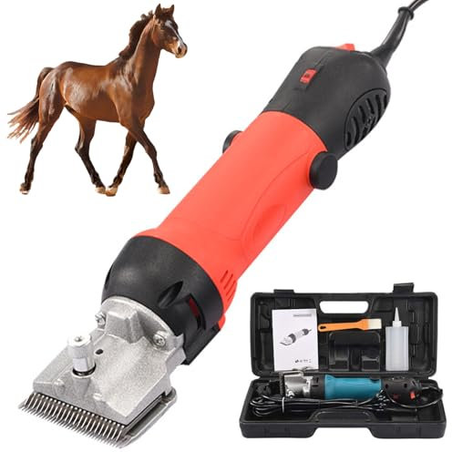 Tondeuses électriques pour Chevaux, cisailles équines électriques 690 W avec réglage à 6 Vitesses, Tension de Lame réglable, Tondeuse équine 2800 TR/Min pour Poils d'animaux et de bétail Red