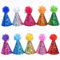 GWAWG 10 sombreros de fiesta de cono con diadema ajustable con purpurina reutilizable, sombrero de feliz cumpleaños, suministros de cumpleaños para niños, sombreros de fiesta con pompones para niños y