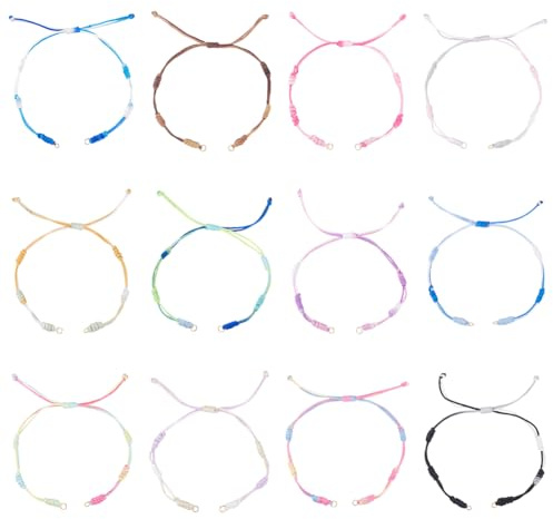 UNICRAFTALE 12 Stück 12 Farben Verstellbare Geflochtene Kordelarmbänder Nylonfaden Gewebte Geflochtene Armbänder Für Selbstgemachte Freundschaftsarmbänder Geschenke Für Frauen Und Männer