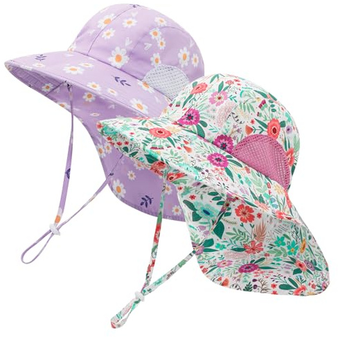 MASOCIO Gorro Bebe Niña Niño de Sol Verano 2 Piezas Gorra Bebé Pescador Proteccion Filtro Solar UV UPF 50 Sombrero 3 4 5 Exteriores Playa Edad 2-6 Años Multicolor 4