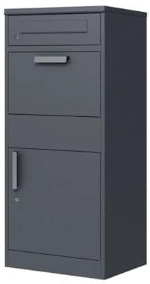 HORI Paketbox Metall verzinkt mit Briefkastenfunktion – wetterfeste Paketablage aus Stahl in Anthrazit, abschließbar, 1170 x 508 x 383 mm - Ohne Bepflanzungsaufsatz - Anthrazit