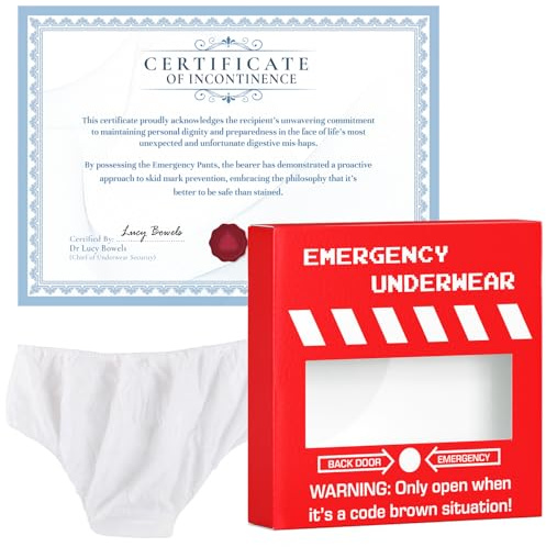 BestaFiesta Funny Gift For Him Emergency Underwear Pants For Birthdays Funny Joke Gift For Retirement Birthdays Christmas Secret Santa 40th Birthday 50th Birthdays 60th Birthday Red