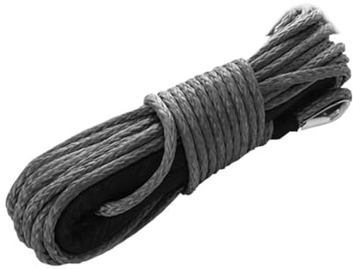 Grillete Proa Correa para Remolcar Cable de cabrestante sintético de 6mm x 15m 7700LBs con Funda Protectora Negra para ATV UTV(6mmx15m Black 1pcs)