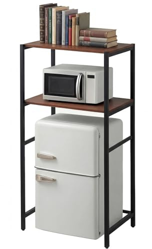 Colingmill 2 Tier Black Tier Mini Fridge Stand with Storage for Dorm Over Mini Fridge Multipurpose Storage Shelf Rack Standing Organizer for College Rooms Kitchen Pantry, Home, and Offices, Coffee