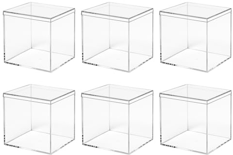 Pilikoll 6 Stück 8x8x8cm Kleine Acryl Box Transparent mit Deckel Klein Acrylbox Transparent mit Deckel Geschenkbox mit Deckel Transparentfür Schmuck,Aufbewahrung,Süßigkeiten Verpackung