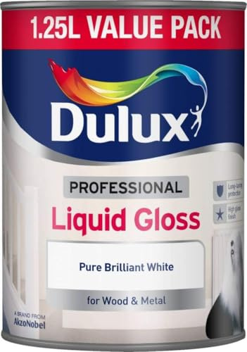 Professional Liquid Gloss Pure Brilliant White 1.25L | High Shine Paint for Wood & Metal | Durable, Smooth Finish, Long Lasting Protection, Interior & Exterior Use