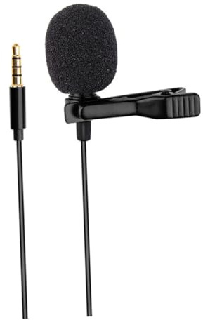 ANDRESLAD Omnidirectional Lapel Lavalier Microphone with Plug Lightweight Clear Audio Recording Mic for Mobile Phones Cameras Interview Vlogging Streaming Use Cable