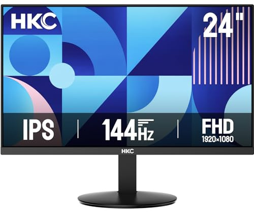 HKC 24 Pulgadas 144Hz Monitor Gaming, Full HD 1080p IPS Monitor PC, 5ms GTG, 99% sRGB, Contraste 1500:1, HDMI 1.4 & VGA, Low Blue Light Eye Care, VESA 100x100, Inclinable -5~15°, Negro, V2418S