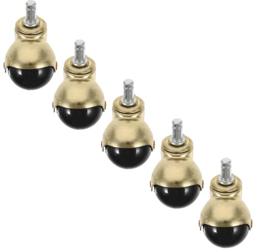 SUPVOX Lot de 5 Roulettes Robustes Dorées 2 Pouces en Polypropylène et Acier Inoxydable, Roulettes de Rechange pour Chaise de Bureau et Mobilier, Roues sans Frein pour Meubles