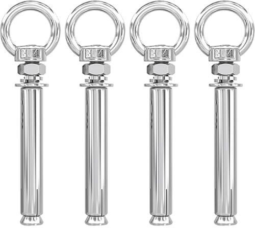 MejaRizon 4 viti di espansione M12 x 120 mm con anello, in acciaio inox 304, viti a occhiello M12, vite ad anello M12, bulloni di espansione, adatti per costruzioni in calcestruzzo e muratura