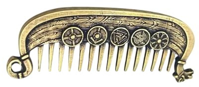 Peine de barba de bronce con texto en inglés – Peine de cuidado de barba estilo Drakkar para barbas bien cuidadas – Artesanía tradicional para el cuidado de la barba (caqui, talla única)