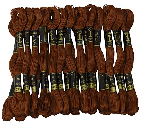 ANCHOR 25 x strängad bomull korsstygn hand broderi tråd tandtråd hud-färg tillgänglig 8 Meters (Each) Brun