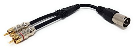 Maincore Pro 25cm XLR Male Plug to 2 x RCA Phono Plug Cable Adaptor Adapter Lead.