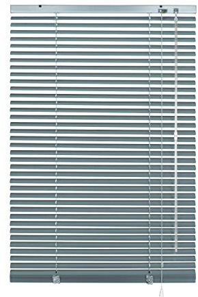 Deco Company Alu-Jalousie ohne Bohren, Zum Klemmen, Inkl. Klemmträgern, Sichtschutz, Lichtschutz, Blendschutz, Aluminium-Jalousie, Silber-Blau, 100 x 220 cm