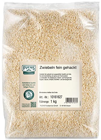 Fuchs Professional - Zwiebeln weiß fein gehackt | 1 kg im großen Beutel | Für Großverbraucher und Gastronomie