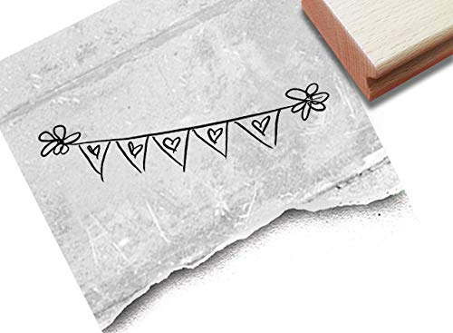 Stempel Herzen mit Wimpelkette, Girlande - Motivstempel Liebe Valentinstag Hochzeit Karten Einladung Geschenk Scrapbook Tischdeko - zAcheR-fineT