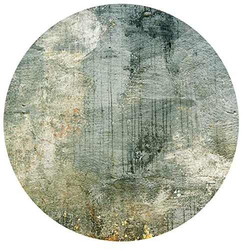 Rururug Designer Teppich Rund Kurzflor Moderner Orientteppich Klassisch Gemustert Ornamente für Wohnzimmer Schlafzimmer Zimmer deko, Moderne nordische abstrakte grüne Kunst Round ø200cm