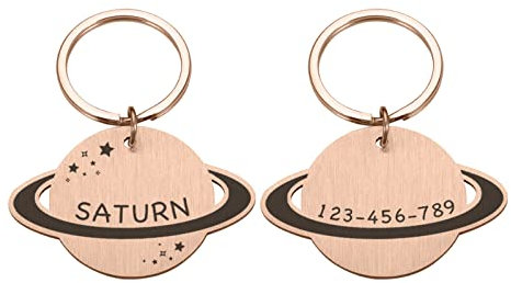 Personalized Dog Tag Custom Pet Dog Medal with Engraving Tag Engraved Puppy Cat Id Tag Planet Pets Collar Accessories,Rose,38 x 25mm