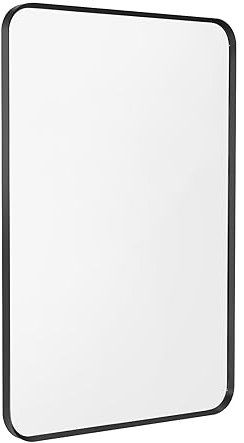 Minuover Wandspiegel für Badezimmer, Bürste, schwarzer Metallrahmen, abgerundete Ecken, rechteckiger Kosmetikspiegel (40,6 x 50,8 cm, schwarz)
