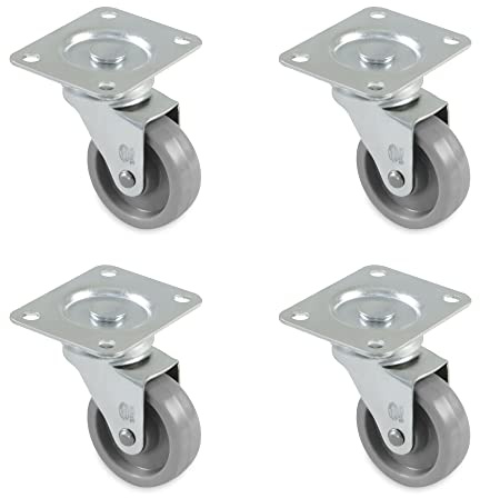 amig - Set di 4 ruote per mobili mod. 2500, con piastra e cuscinetti, Misura: 60 mm, Carico massimo per ruota: 40 kg, Realizzate in nylon, Colore grigio, Senza freno