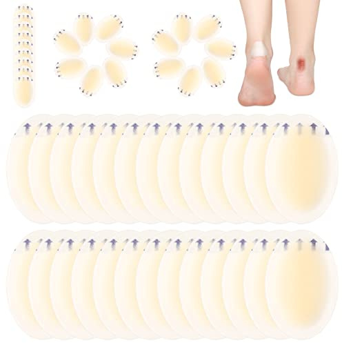 Tarpop 100 Pcs Blister Bandages Hydrocolloid Blister Pads for Heel Waterproof Gel Adhesive Bandages Protectors for Feet Toes(Single Style)