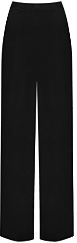 SXME MIGHT SAY Ladies Palazzo Wide Leg Flared Elasticated Stretch Plus Size Plain Trousers Black