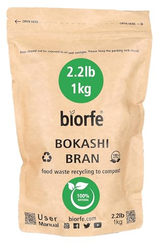 Biorfe Crusca Bokashi Premium da 1 kg per compostaggio facile e veloce, per tutte le stagioni, per bidoni del compost interni, acceleratore inodore per compostaggio da cucina