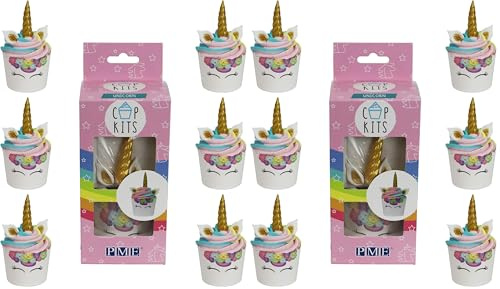 PME Unicorn Cupcake Decorating Kit with Fun Edible Toppers (Pack of 2)