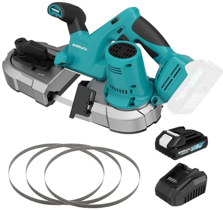 ONEMANA Cordless Bandsaw, 20V Brushless Portable Bandsaw, 2.5 Deep Cut Metal Band Saw, 6 Speeds Band Saw for Cutting Metal,woodworking,Pipe, Conduit (Battery Included)