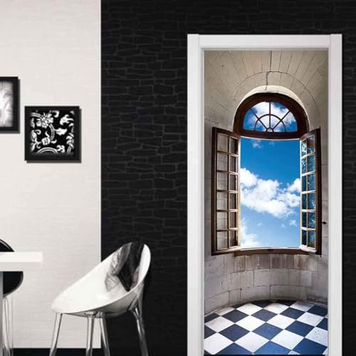 Türaufkleber Türtapete Türbilder Türposter Selbstklebend 3D Balkonhimmel Weiße Wolken 95 X 215 Cm Pvc Wasserdicht Abnehmbare Wandbilder Für Schlafzimmer Haus Bad Wc Büro Dekoration - Türwa -2X5N9T5C6A