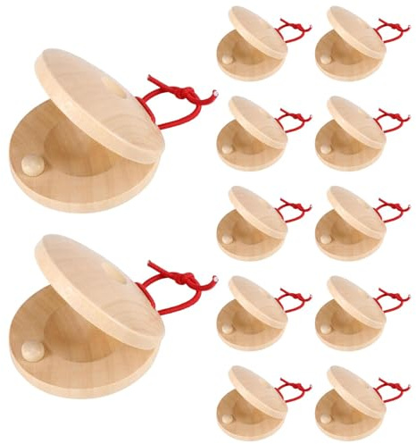 Generic 12 pièces Instrument de Percussion en bois Clap Board castagnettes en bois castagnettes à doigts pour adulte