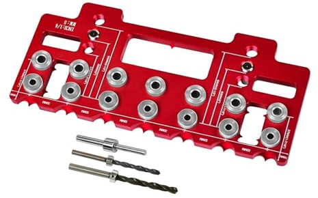Dualoai Bohrführungslehre für Regalstifte, 1/4 Zoll Regalstiftlehre, 5 Mm für Regale, Rot