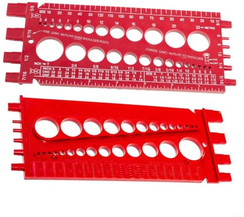 EXTRWORY 21 cm Screw Template Measuring Tool Nuts and Drills Thread Screws Measuring Tool Metric Imperial Gauge for Male and Female Measuring Devices Screw Gauge (Red)