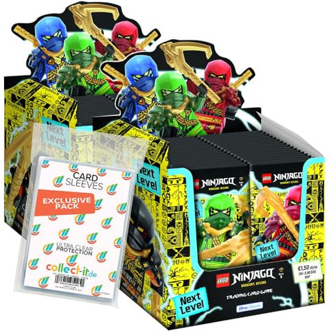 Bundle mit LEGO Ninjago Serie 9 Next Level Trading Cards - 2 Display (100 Booster) + Exklusive Collect-it Hüllen