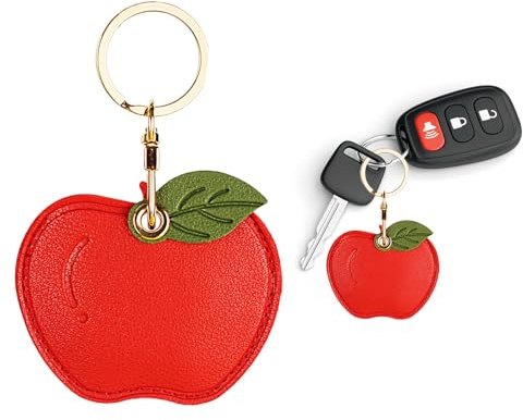 Étui pour Airtag, étui en Cuir Mignon pour Porte-clés AirTag pour clés, Sacs, Colliers，Conception Anti-Perte et résistante aux Rayures pour Apple Air Tags