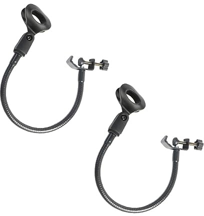 SECFOU 2pcs C-type Microphone Clip Microphone Holder Soft Hose for Desktop Mic Storage Black Shelves for Rack