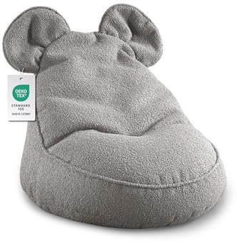 Gutekissen® Kinder Sitzsack „Miki“ mit Ohren - Bequem, Montessori Sitzkissen für Kinderzimmer (Grau,68/68/50 mit Ohren)