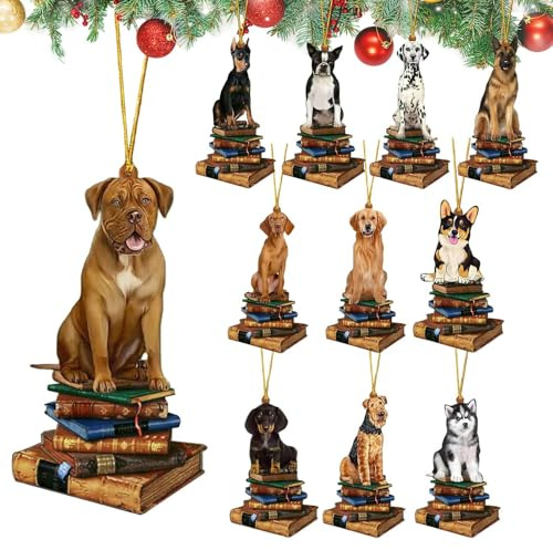 11 Stück Hunde Christbaumschmuck, Dackel Weihnachtsbaumschmuck, Weihnachten Hund Weihnachtsbaum, 2D WeihnachtsanhäNger Hund Flat Decorations