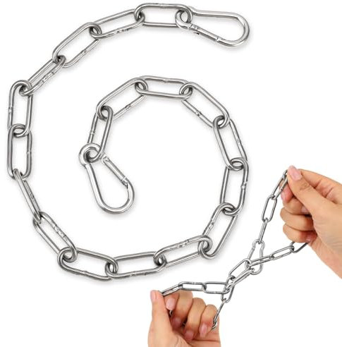 Aeaocvo Catena a maglie in acciaio inox, 50 cm, con moschettone, catena in metallo per recinzioni esterne, gabbie per uccelli, porte esterne