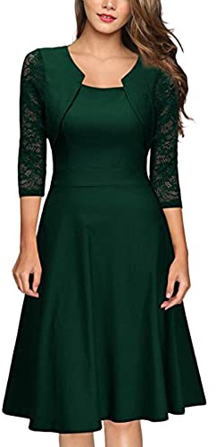 Kleider Abendkleid mit eckigem Ausschnitt, großem Saum, Vintage-Spitzenkleid mit Blumenmuster Glitzer Kleider