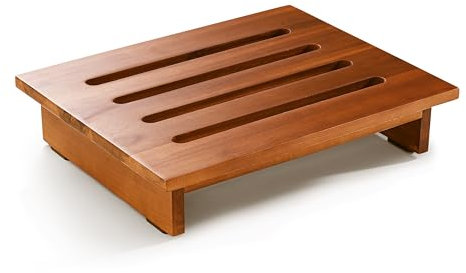 HOLANA 3.5 Wooden Step Stool, Pre-Assembled, Sturdy 300LBS (Walnut Color)