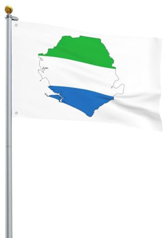 Bandera de Sierra Leona con impresión de mapa, bandera de jardín decorativa para exteriores, decoración de jardín de vacaciones al aire libre, de una sola cara