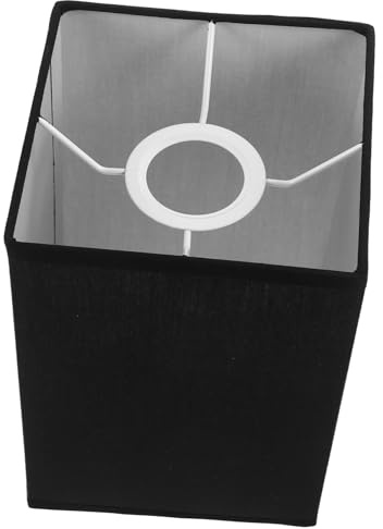 Eckiger Lampenschirm E27 Eisen Schwarz für Schlafzimmer Küche | Lampenschirm für Tischlampe Schwarz, 42-mm Lochmaß, mit Haltering zur Montage