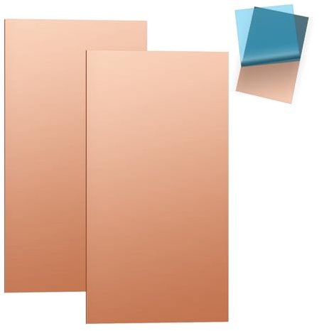 DARENYI 2 Stück Kupferplatten 20 x 10 cm, 1mm Dicke, Reinheit des Kupfers 99.9%, Kupferblech für Metallhandwerk, Schmuckherstellung, DIY-Basteln, Leiterplattendruck, Keine Kratzer