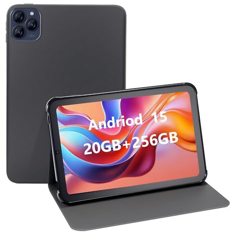 Keoaxll 10.1 Tablette, Android 15, Écran in-Cell,20 Go (8+12) de RAM, 256 Go de ROM, 1280x800, Batterie 6000 mAh, Bluetooth, Double caméra, GMS, WiFi