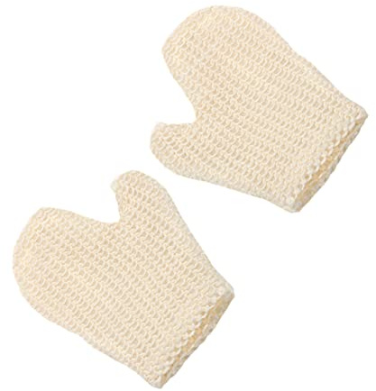 Healvian Exfoliating Bath Mitts 2pcs 20.5x16cm Natural Fiber Scrub Mittens for Body and Back Bathing Shower Use