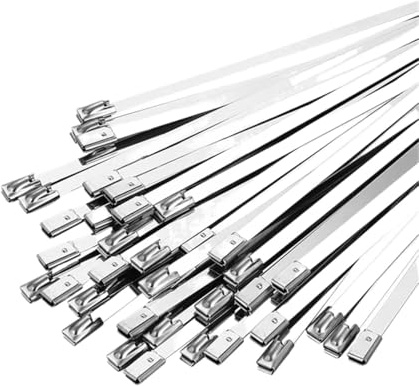 XIUsheUA Bridas de Acero Inoxidable de 100 a 1000 mm de Ancho, 100 Unidades, autoblocantes, multifuncionales, con Cierre de Cremallera y Escape. para alambres, Cables(7.9x900mm)
