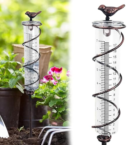 XSQD Pluviometro Jardin, Soporte De Metal De Pájaro, Herramienta De Medición De La Demanda De Agua De La Planta, Regalo para Entusiasta del Jardín, Usado para Patio, Césped y Accesorios del Jardín