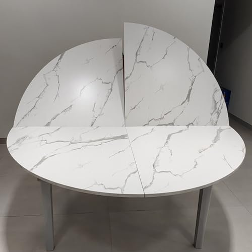 Mesa Plegable Blanca con Tablero de mármol, Mesa Redonda para Banquetes y Eventos, de Madera Maciza, fácil de Guardar, con Tablero de Mesa de Comedor (Solo Tablero, sin Patas) (120 cm (47 PU