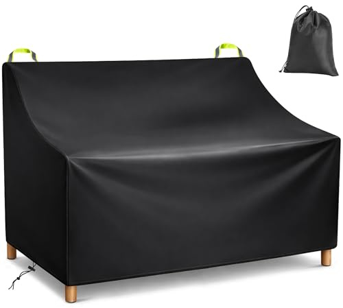 Copertura Divano Esterno 3 posti, Copertura panca da giardino in tessuto Oxford impermeabile, Copri panchina da esterno per sedie da giardino, mobili da esterno（163 x 66 x 89 cm）